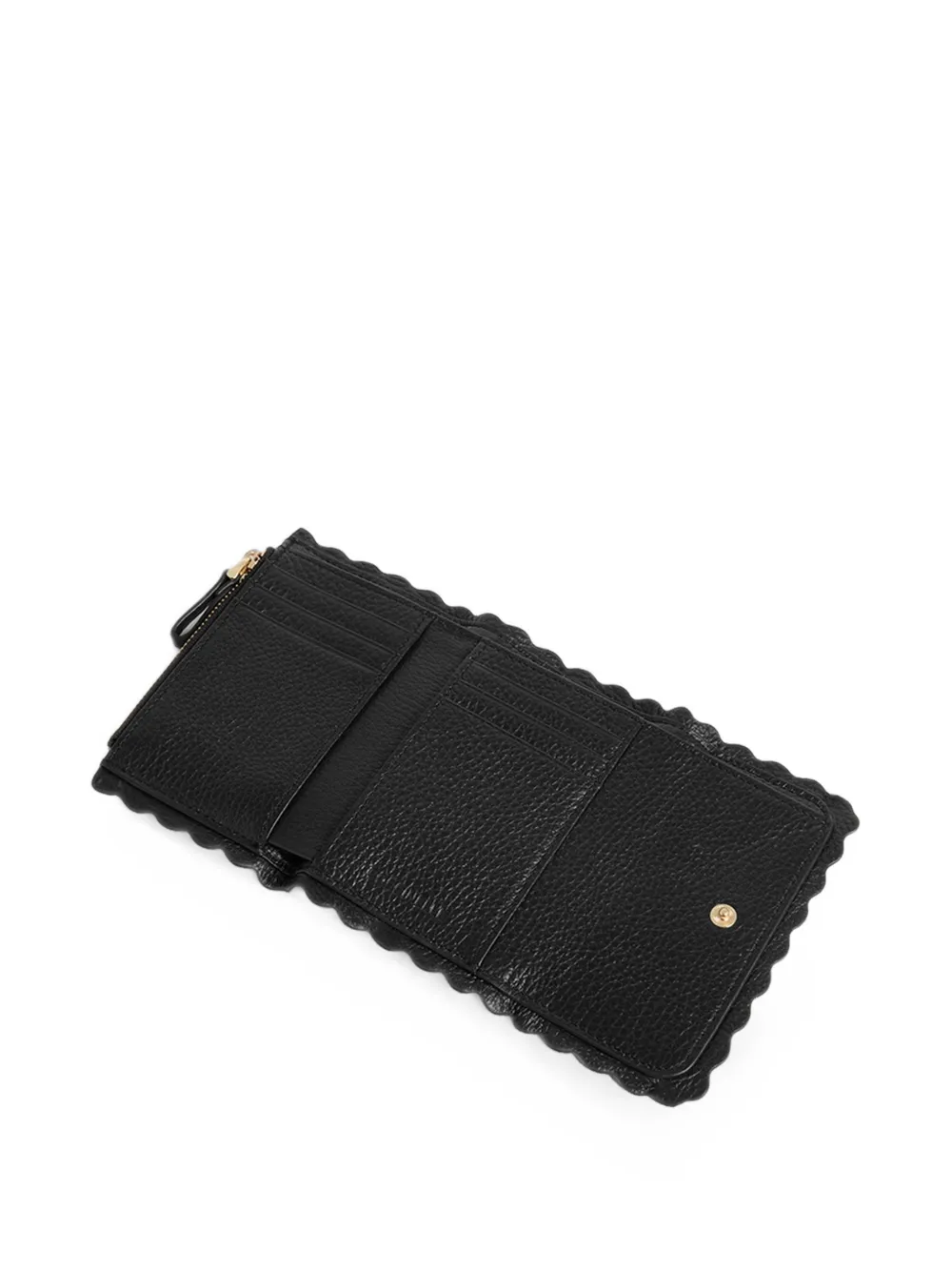 Coccinelle small Leather Lace scalloped-edge wallet Zwart