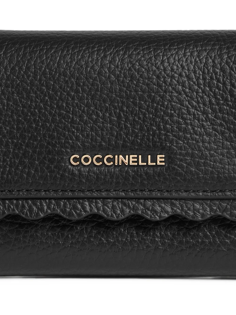 Coccinelle small Leather Lace scalloped-edge wallet Zwart
