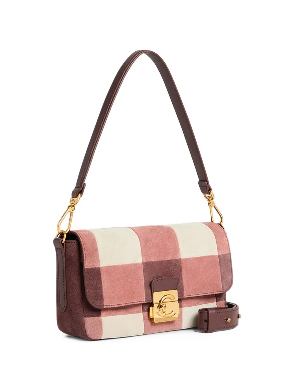 Coccinelle Medium C-Me Lock geruite schoudertas Roze