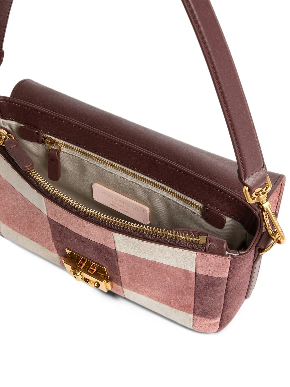 Coccinelle Medium C-Me Lock geruite schoudertas Roze