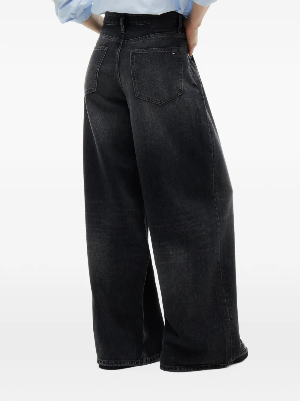 Tommy Hilfiger Charlie jeans met wijde pijpen en verwassen effect Zwart