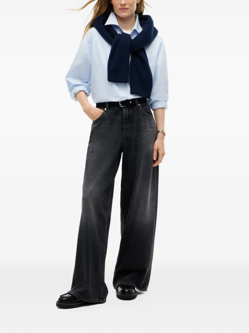Tommy Hilfiger Charlie jeans met wijde pijpen en verwassen effect Zwart