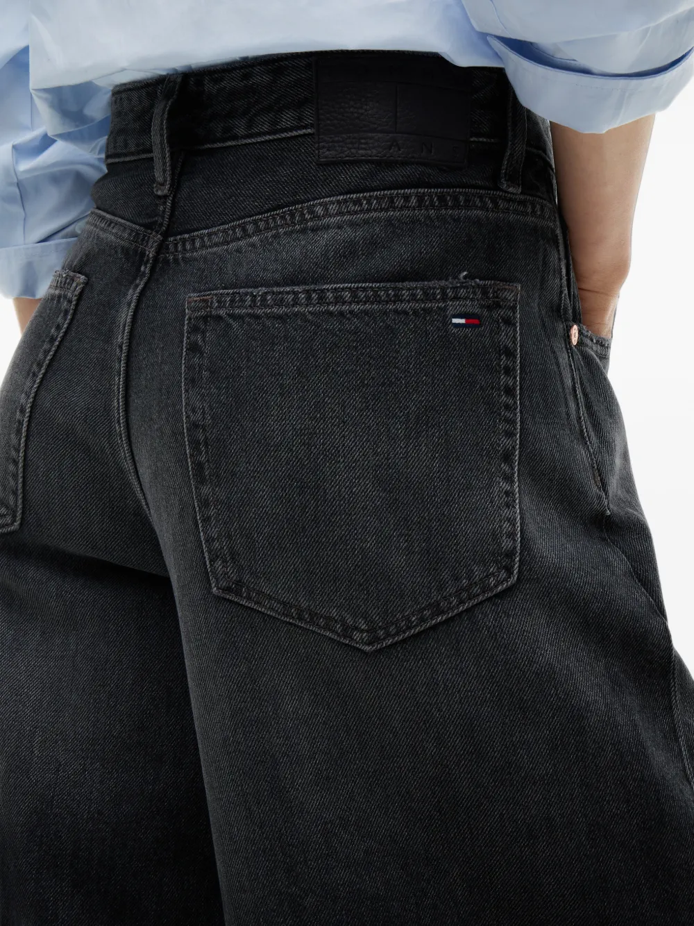 Tommy Hilfiger Charlie jeans met wijde pijpen en verwassen effect Zwart