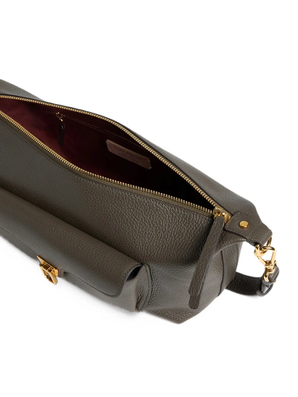 Coccinelle Medium leren schoudertas met textuur Groen