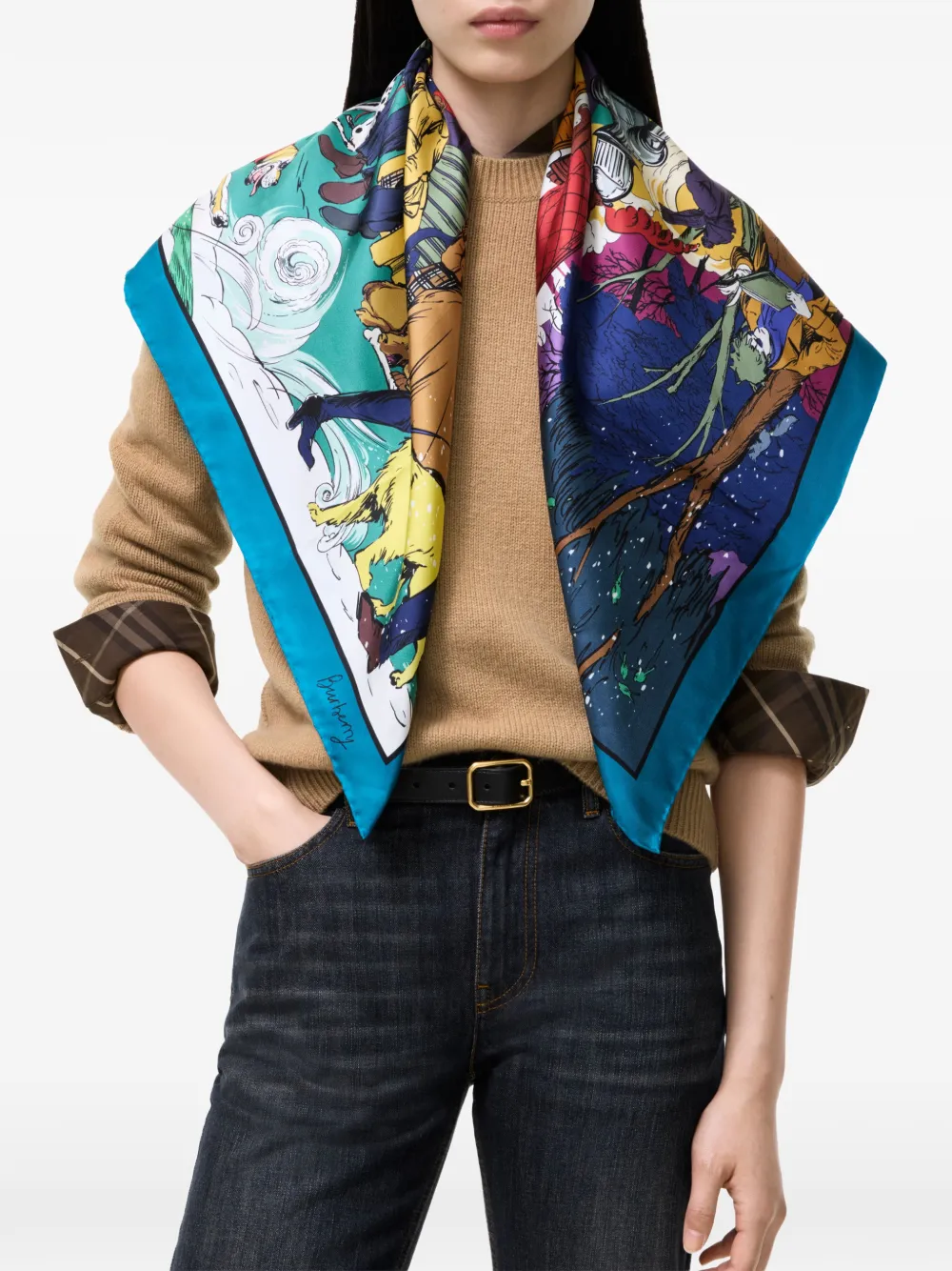 Burberry London Park zijden sjaal Blauw