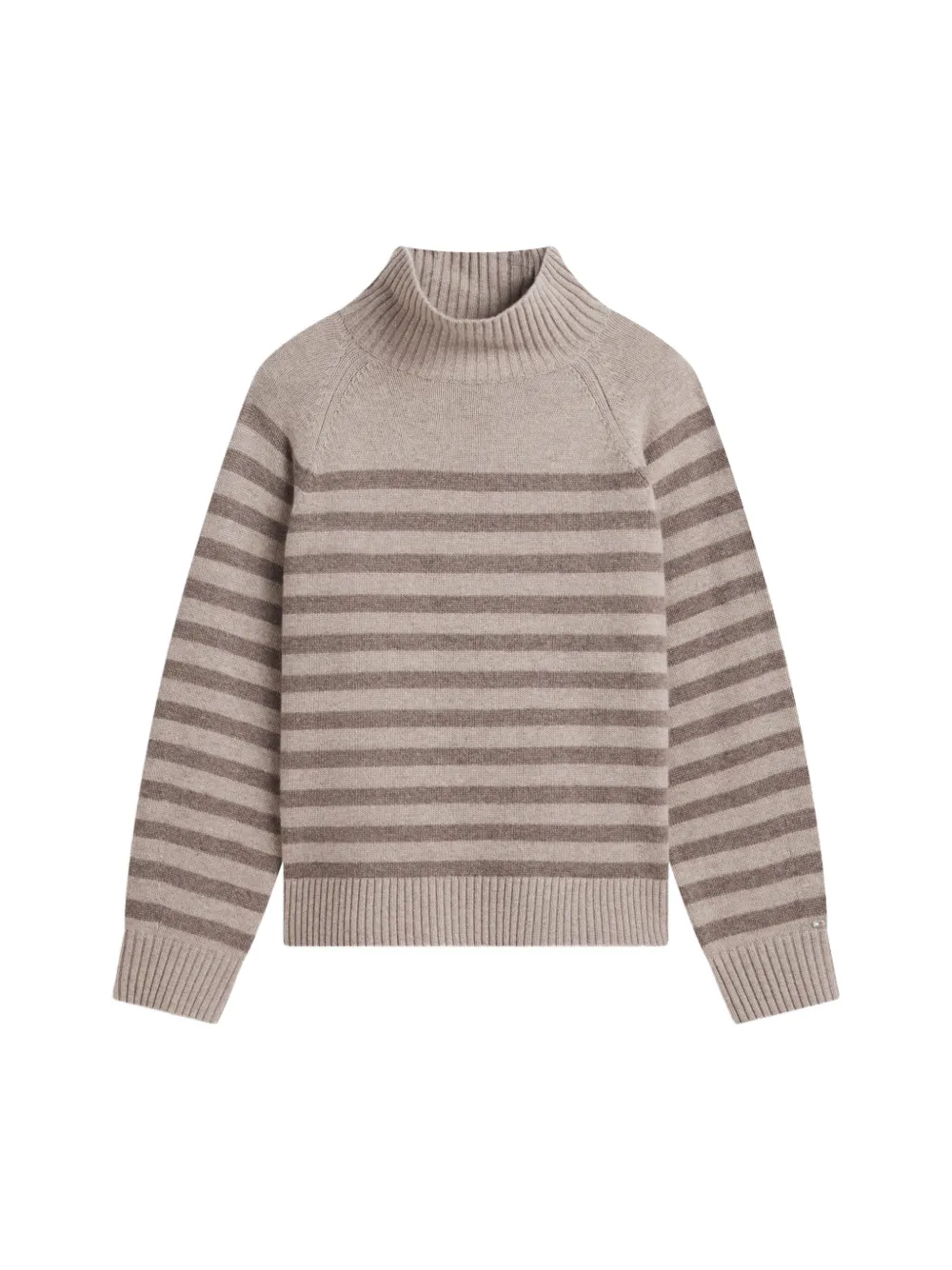 Tommy Hilfiger Gestreepte trui met hoge hals Beige