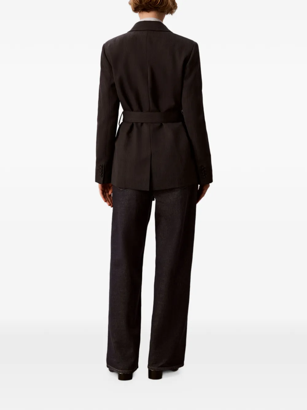 Calvin Klein belted single-breasted blazer Bruin