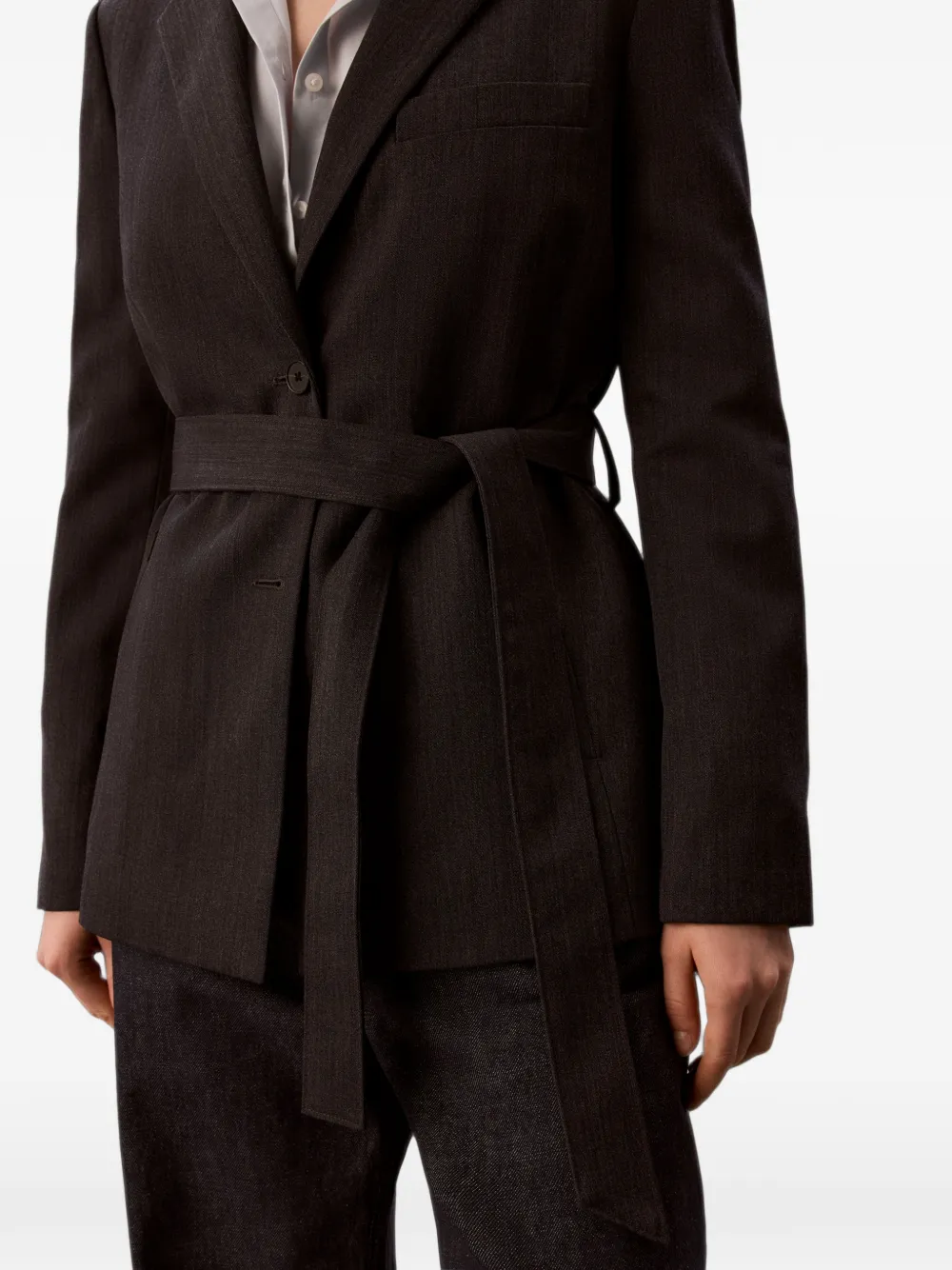 Calvin Klein belted single-breasted blazer Bruin