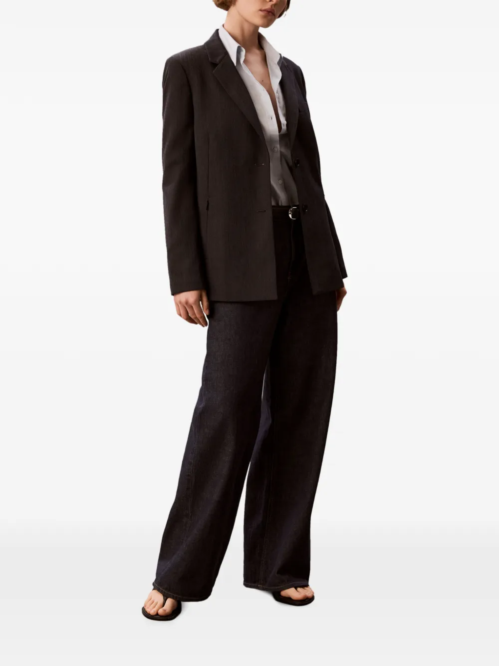 Calvin Klein belted single-breasted blazer Bruin