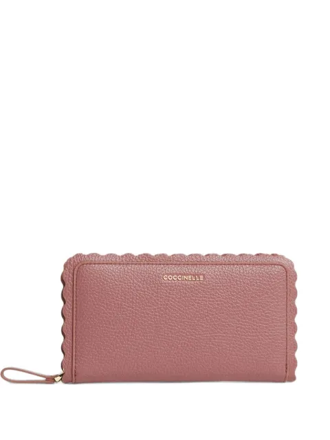 Coccinelle large leather lace scalloped-edge pebbled wallet