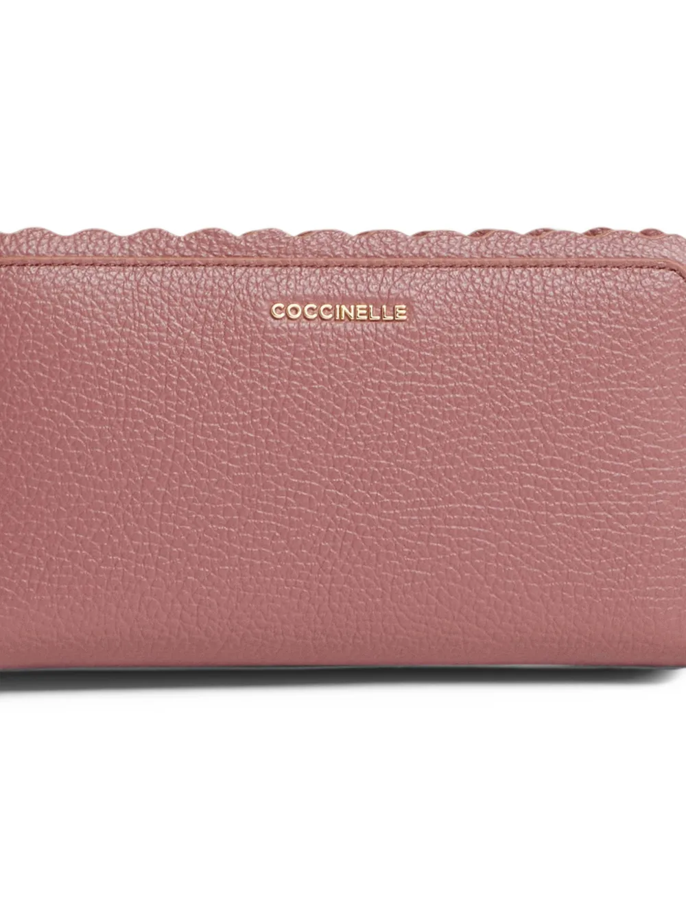 Coccinelle Grote Leather Lace portemonnee met textuur en gewelfde rand Roze