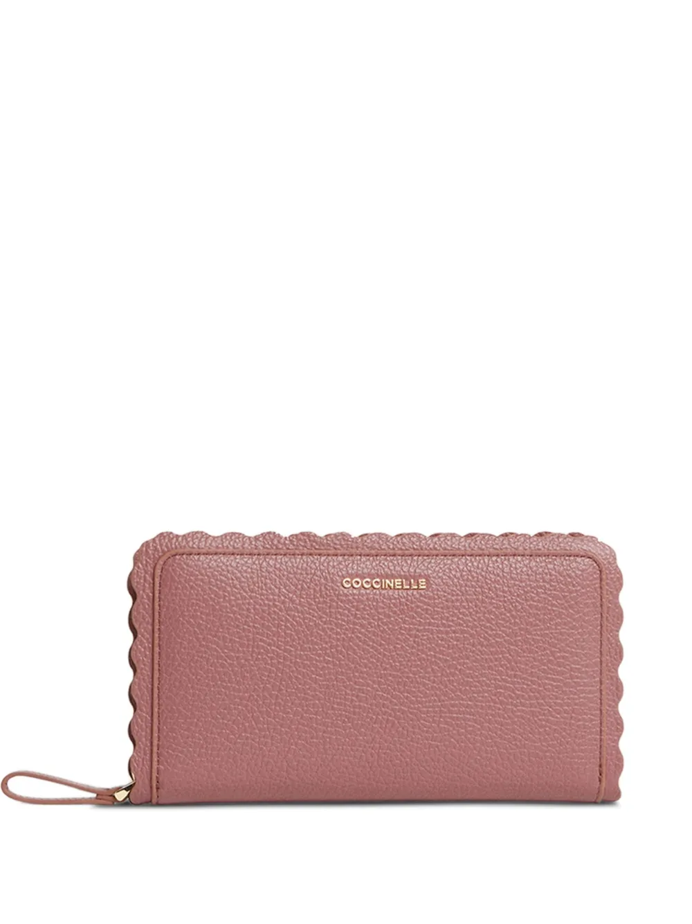 Coccinelle large leather lace scalloped-edge pebbled wallet - Rosa