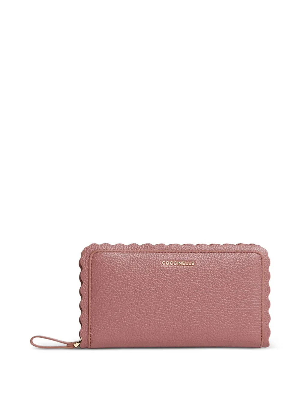 Coccinelle large leather lace scalloped-edge pebbled wallet - Rosa