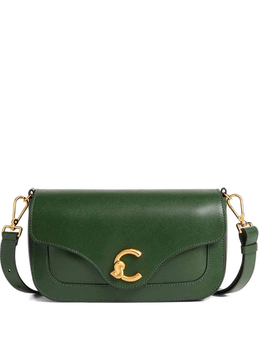 Coccinelle medium C-ME logo-plaque leather shoulder bag - Green