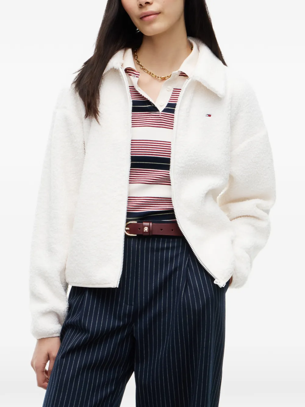 Tommy Hilfiger zip-up bomber jacket Wit