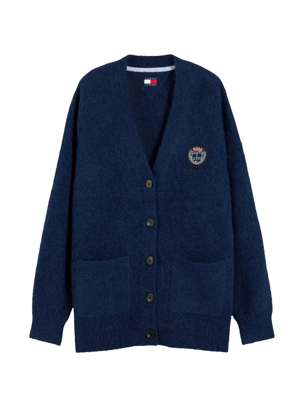 Tommy Hilfiger logo-patch V-neck cardigan - Blue