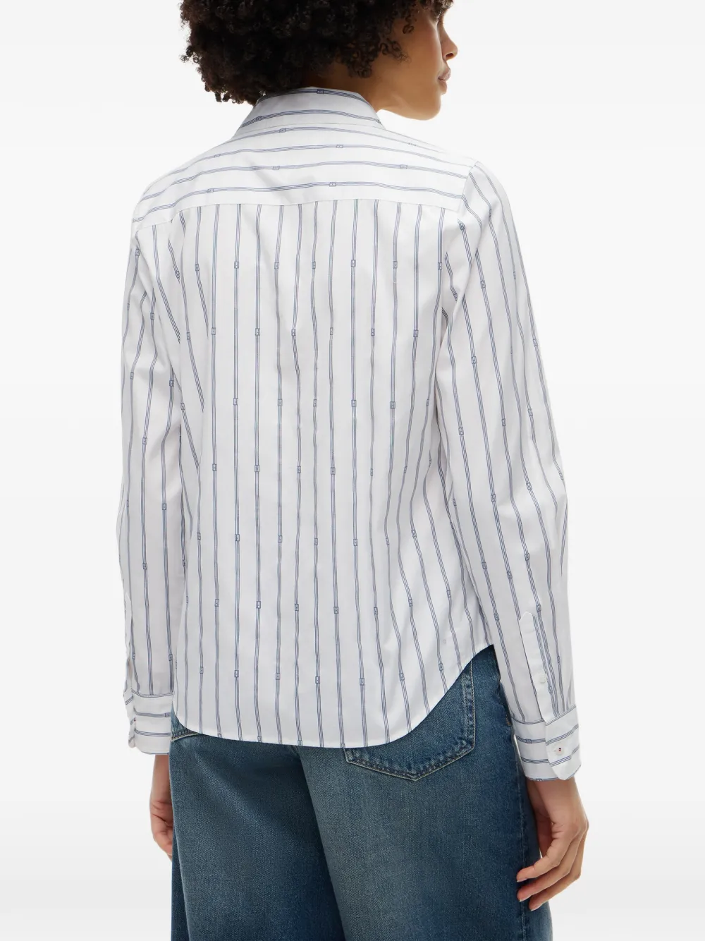 Tommy Hilfiger Gestreepte blouse met geborduurd logo Wit