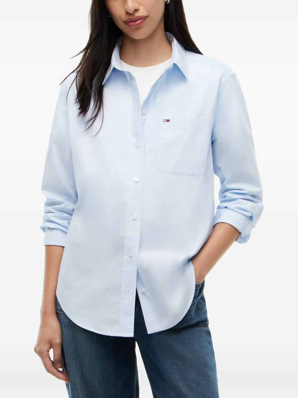 Tommy Hilfiger Overhemd met geborduurd logo en zak Blauw
