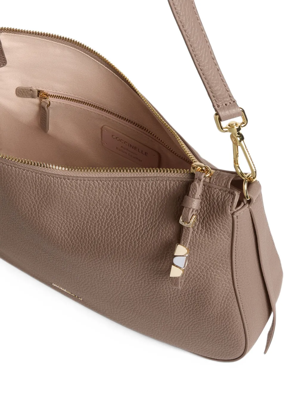 Coccinelle medium Nory grained leather shoulder bag Bruin