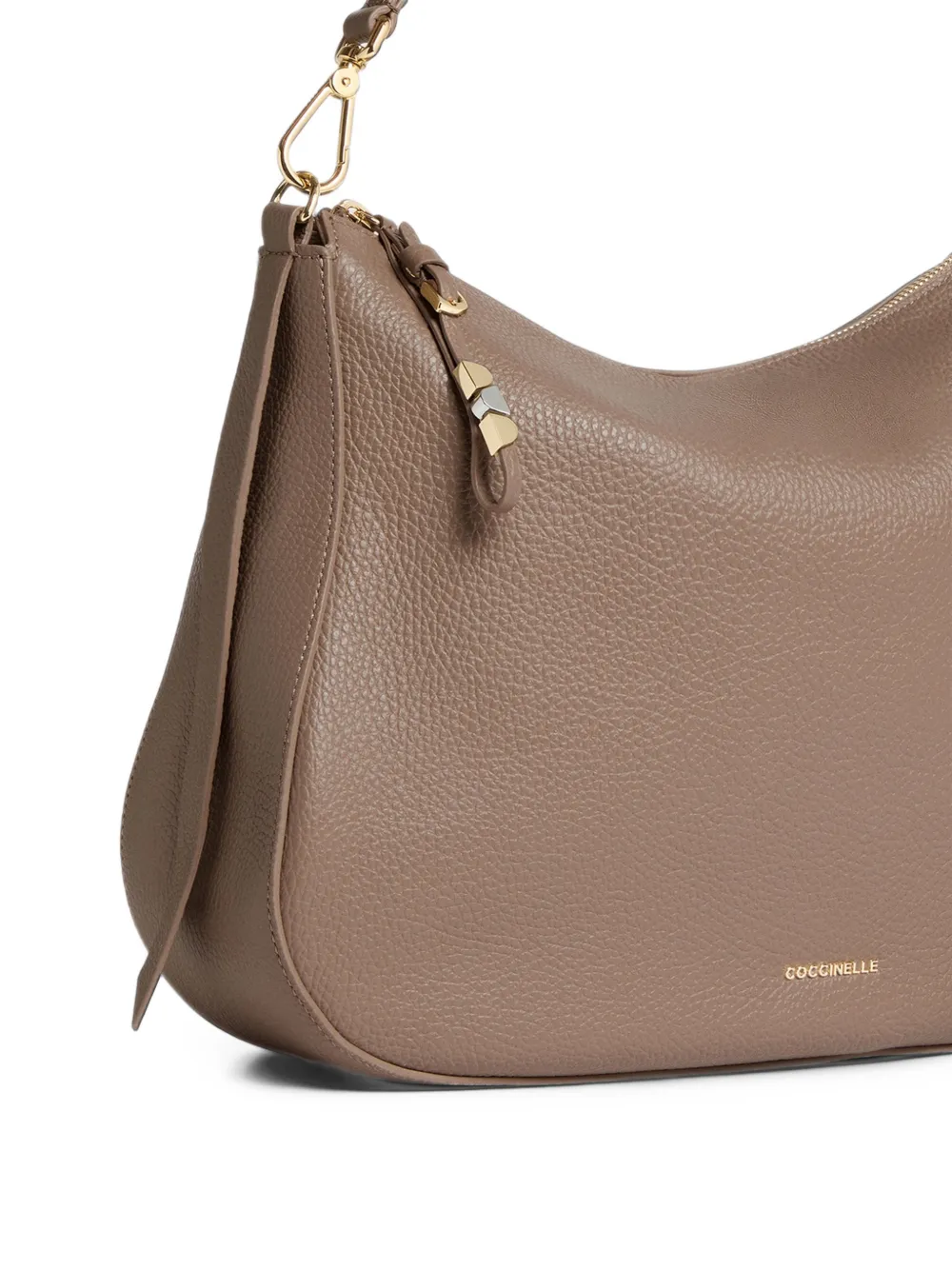 Coccinelle medium Nory grained leather shoulder bag Bruin