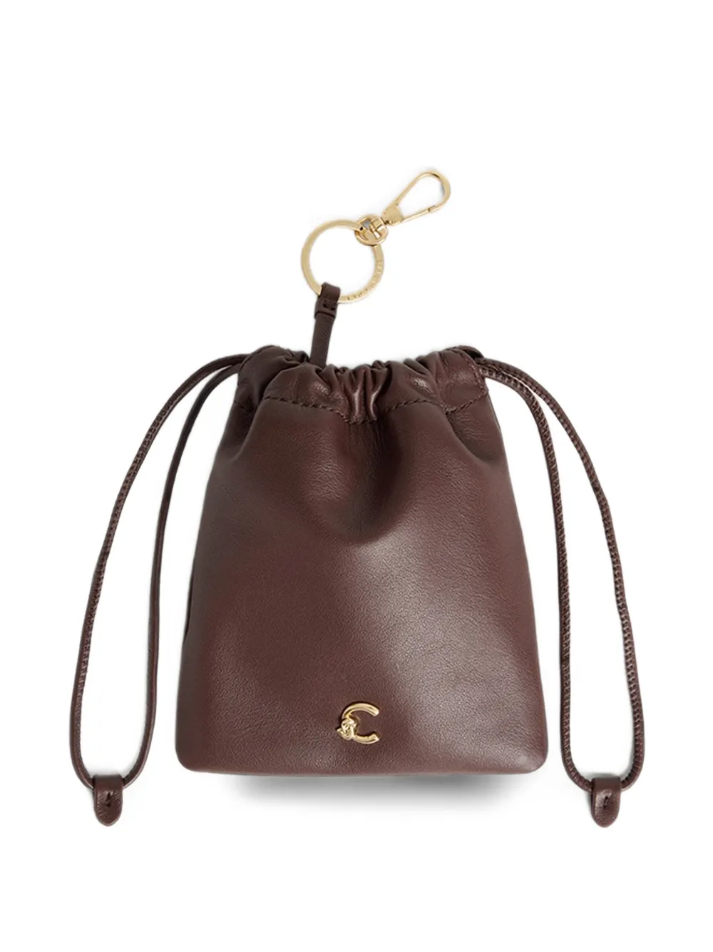 Coccinelle C-Me leather pouch keyring - Braun