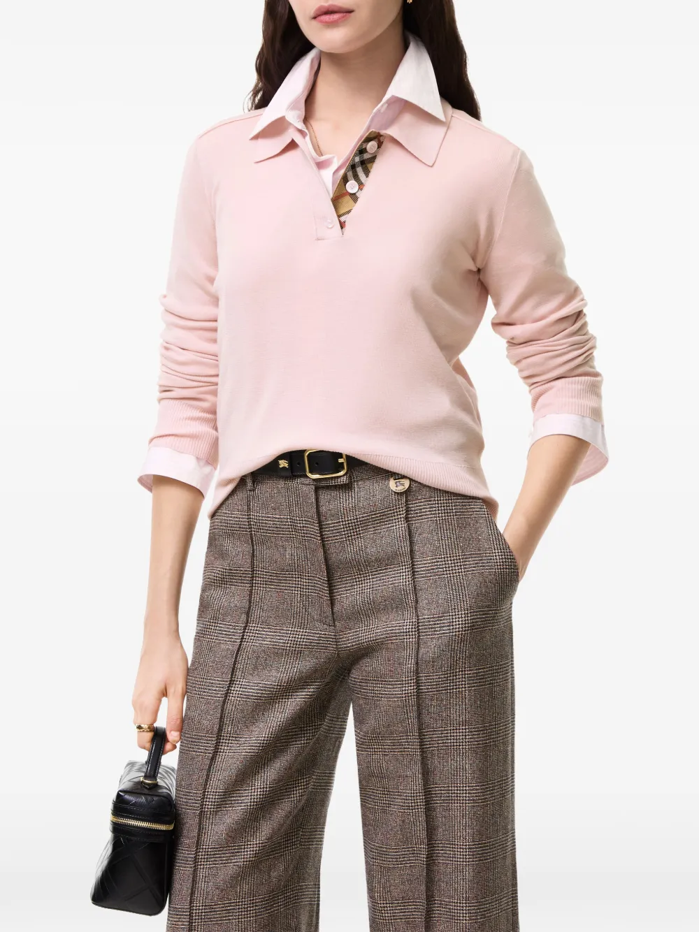 Burberry Wollen poloshirt Roze