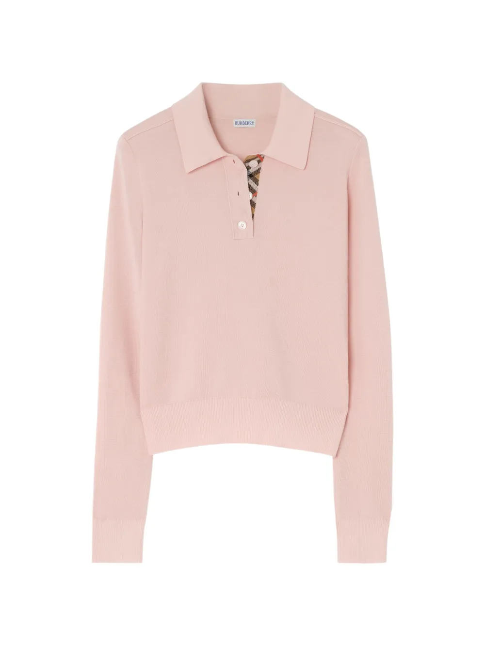 Burberry long-sleeve wool polo shirt - Rose Burberry long-sleeve wool polo shirt - Rose