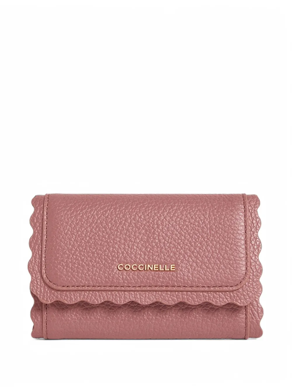 Coccinelle Lace scalloped-edge pebbled wallet - Rosa