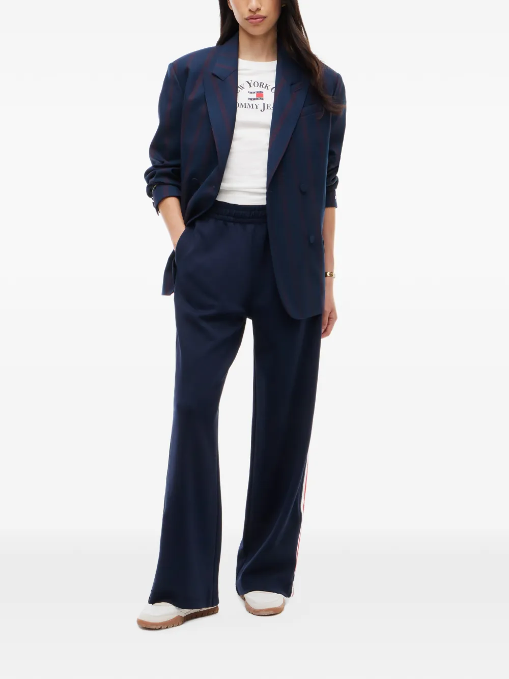 Tommy Hilfiger logo-patch side-stripe track pants Blauw