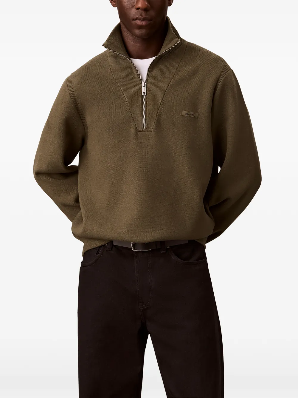 Calvin Klein half-zip sweater Groen