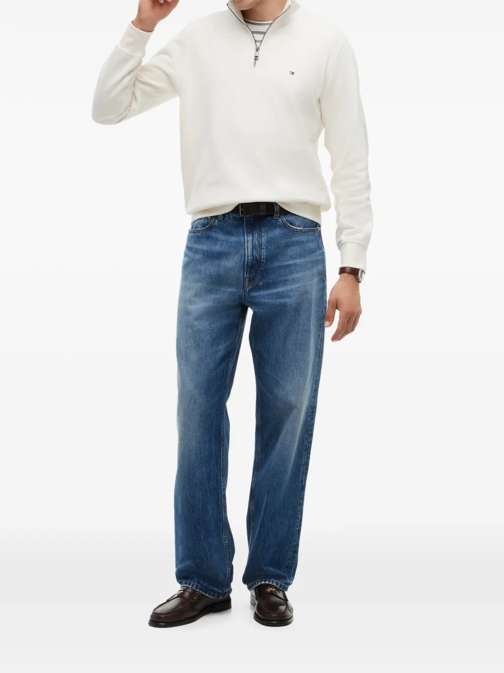 Tommy Hilfiger quarter-zip logo-embroidered sweatshirt Wit
