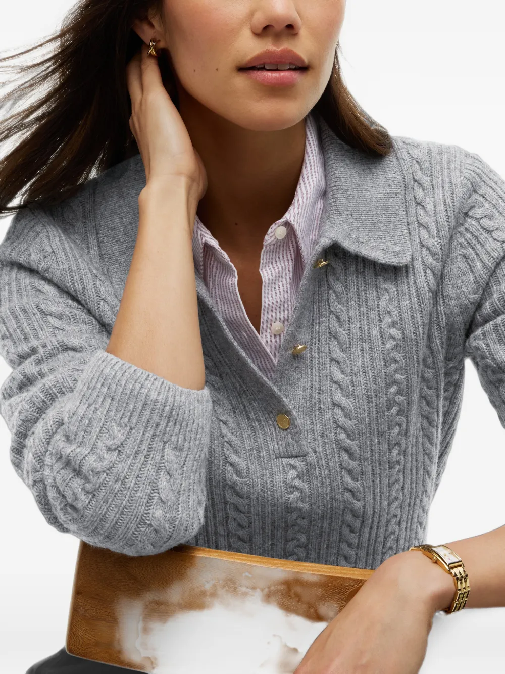 Tommy Hilfiger Kabelgebreide trui Grijs