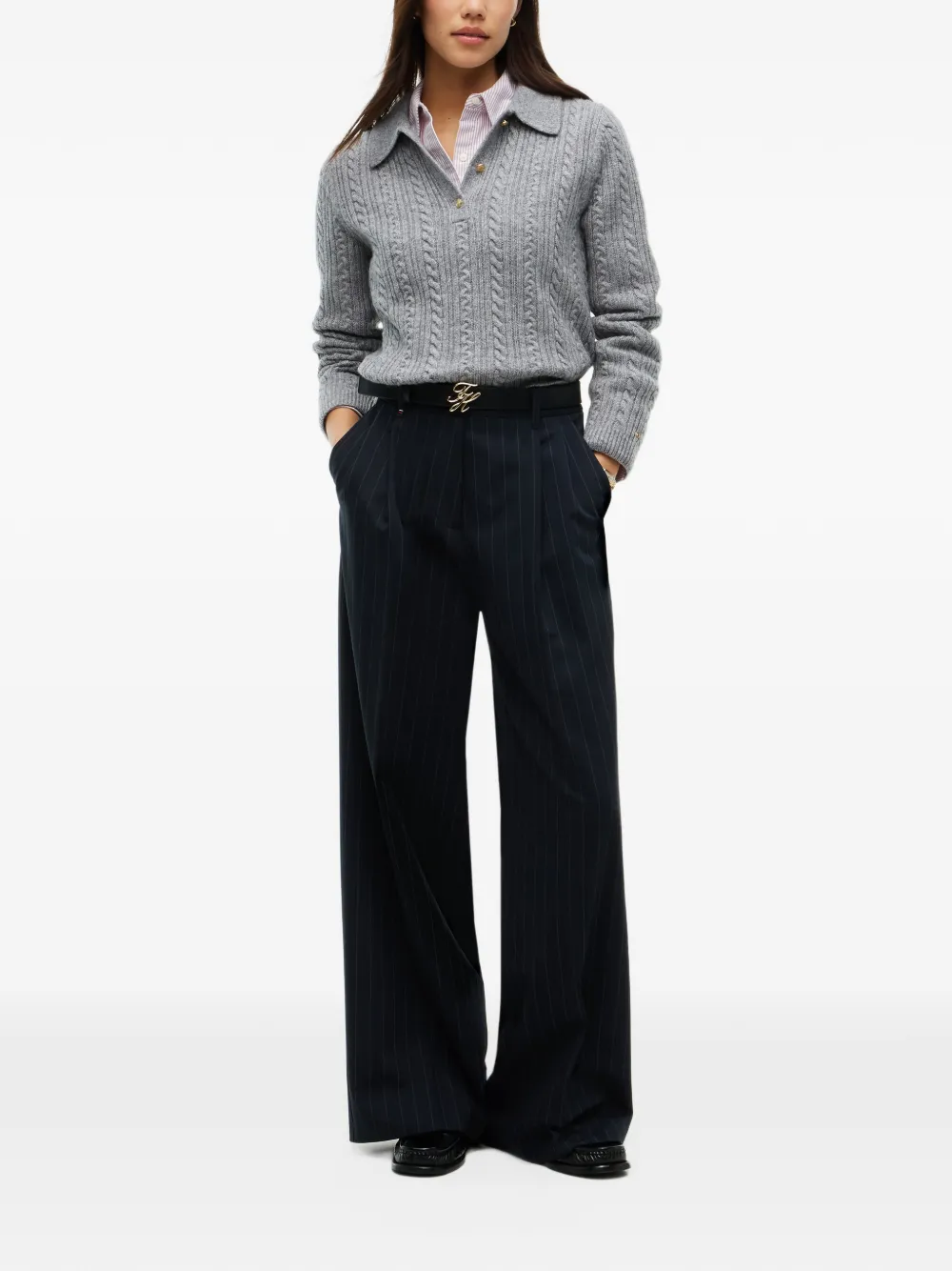 Tommy Hilfiger Kabelgebreide trui Grijs