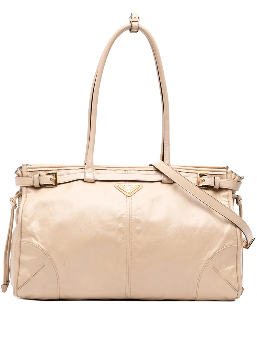 Prada Pre-Owned 2013-2026 Large Naplak Calfskin Bonnie satchel - Neutrals