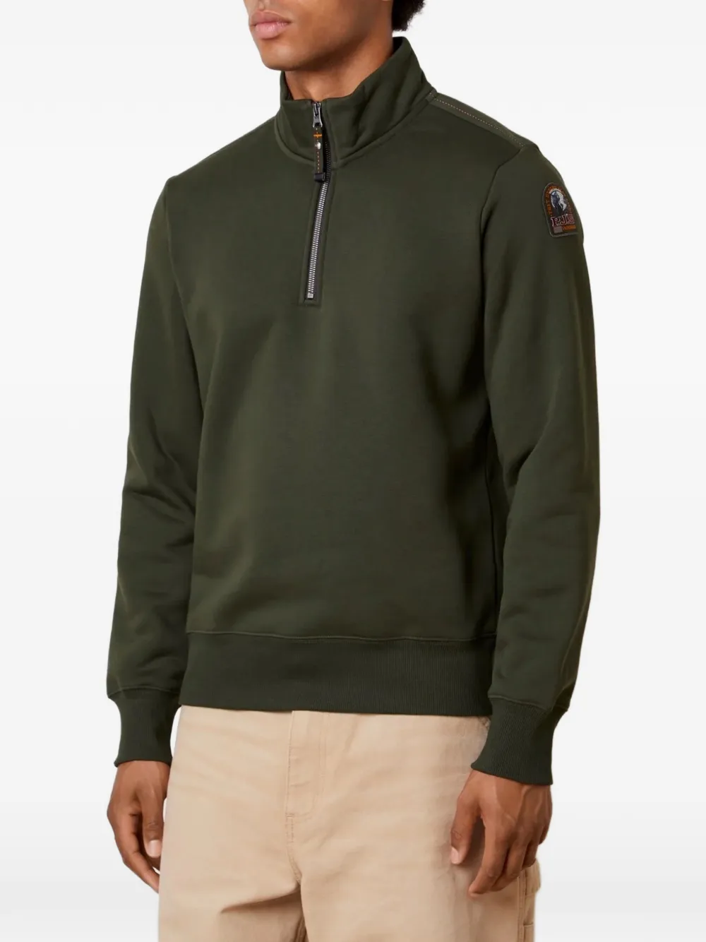 Parajumpers quarter-zip logo-patch sweatshirt Groen
