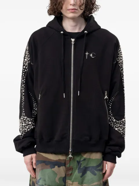 THUG CLUB Iron Steel Focus stud-embellished zip hoodie