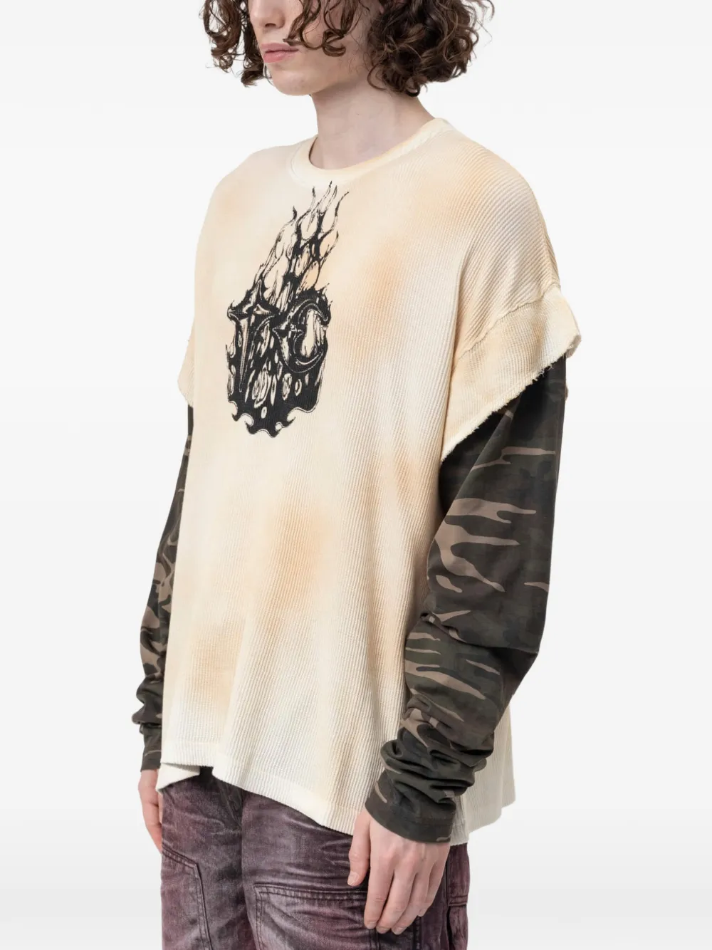 THUG CLUB TC Hellfire gelaagd T-shirt Beige
