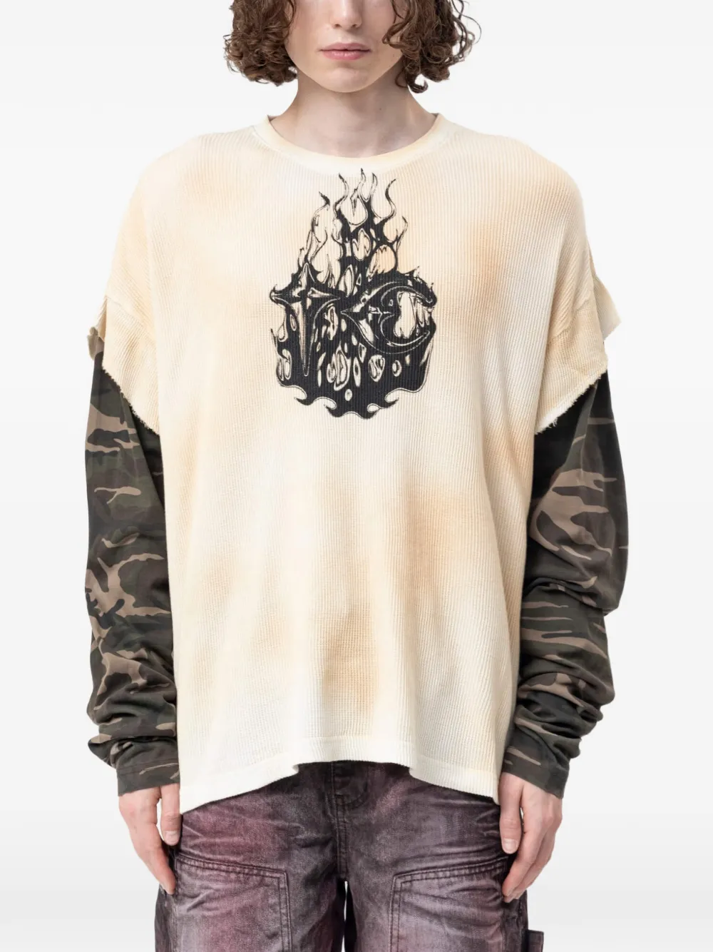 THUG CLUB TC Hellfire layered T-shirt - Toni neutri