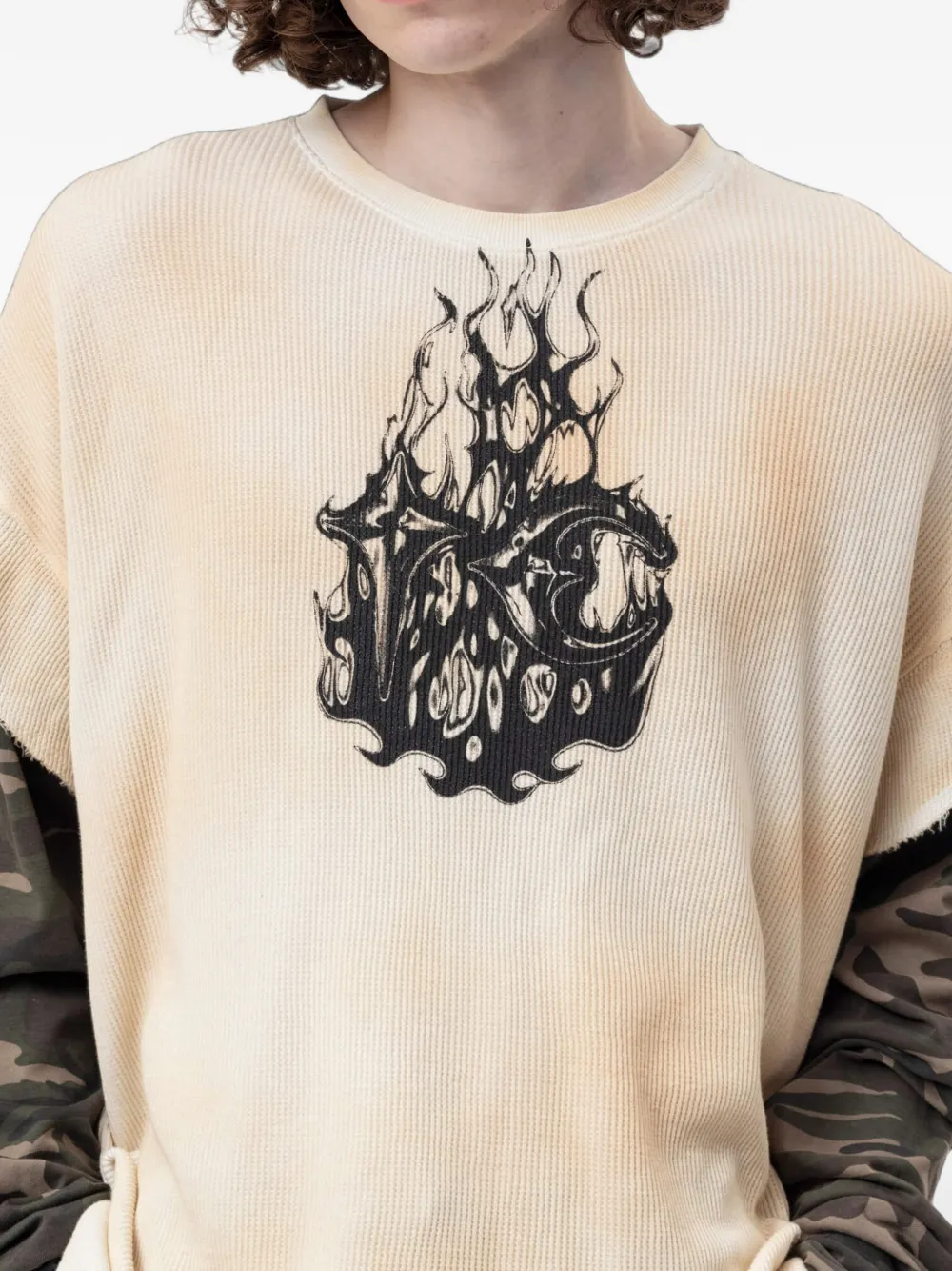 THUG CLUB TC Hellfire gelaagd T-shirt Beige