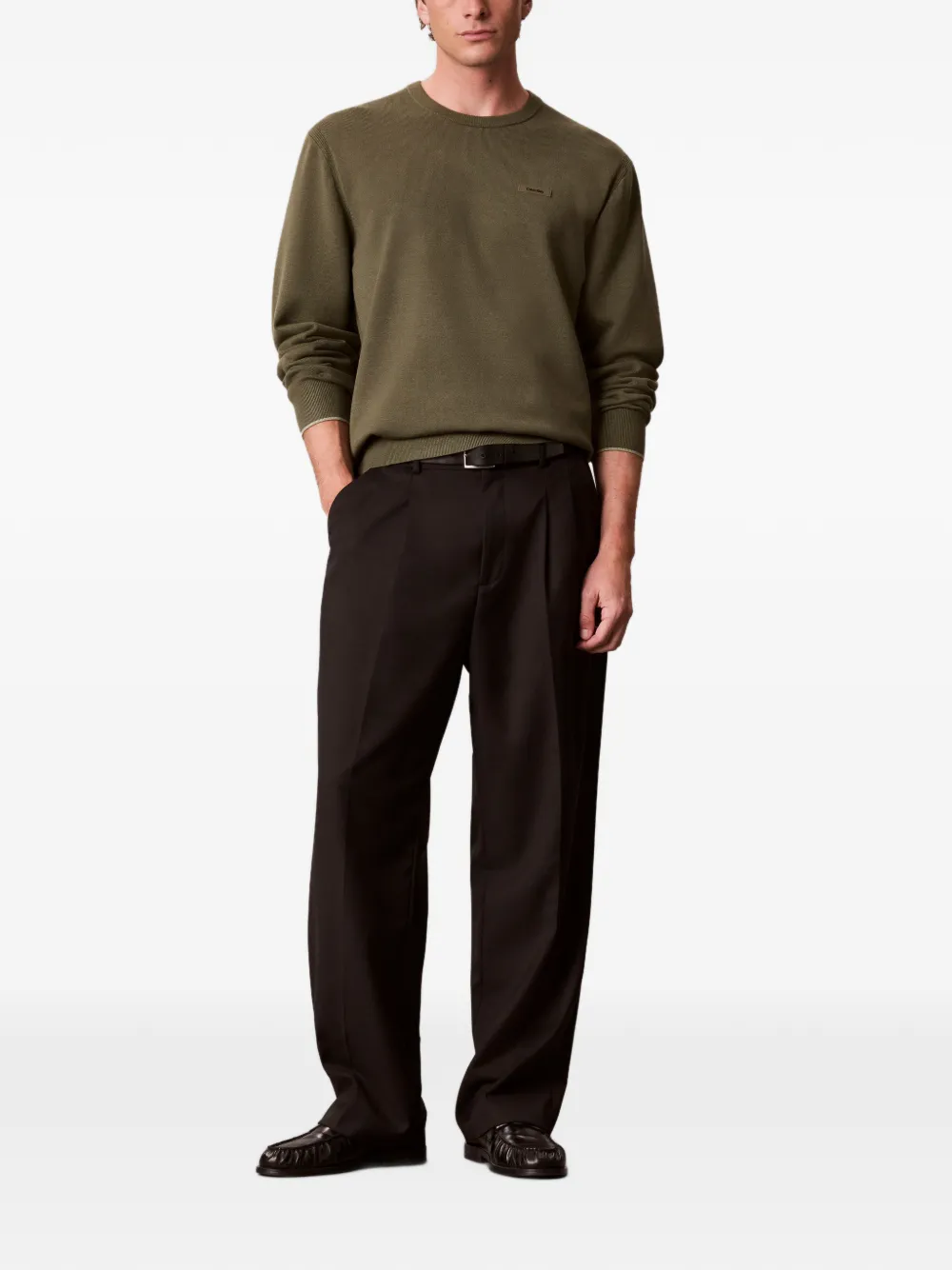 Calvin Klein logo-patch sweater Groen