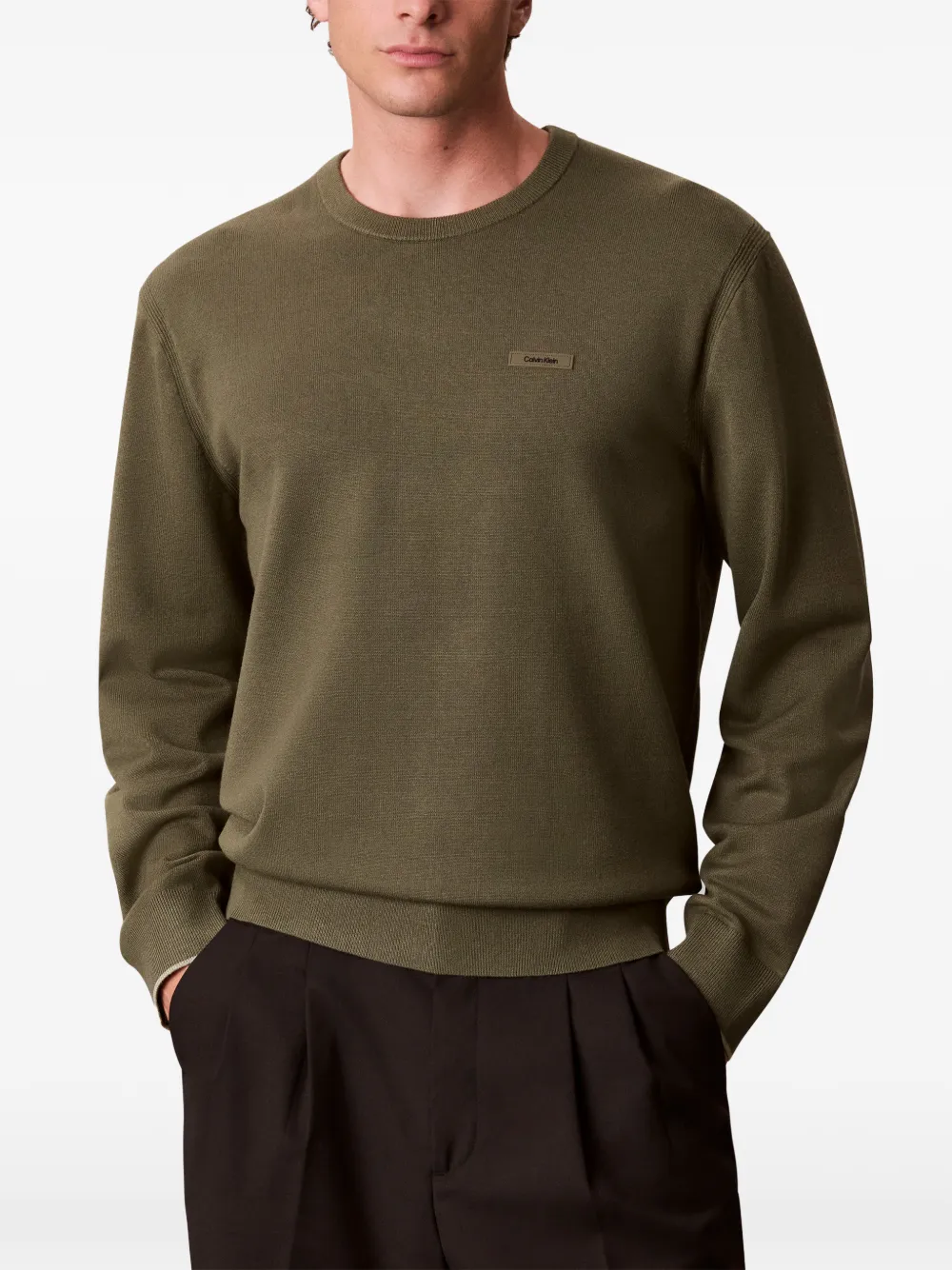 Calvin Klein logo-patch sweater Groen