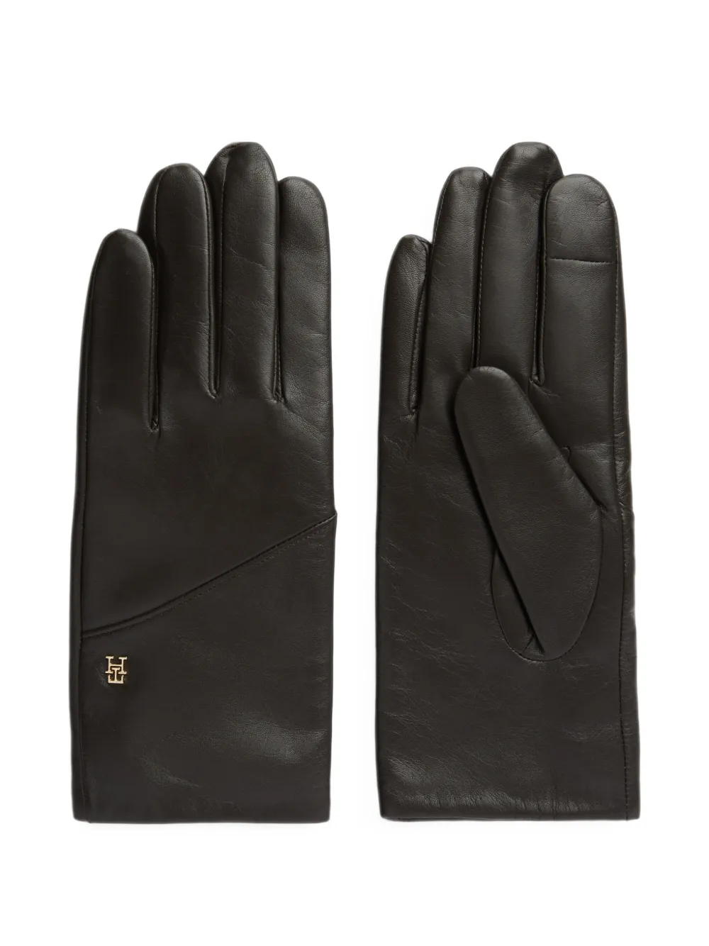 Tommy Hilfiger logo-plaque leather gloves - Marrone
