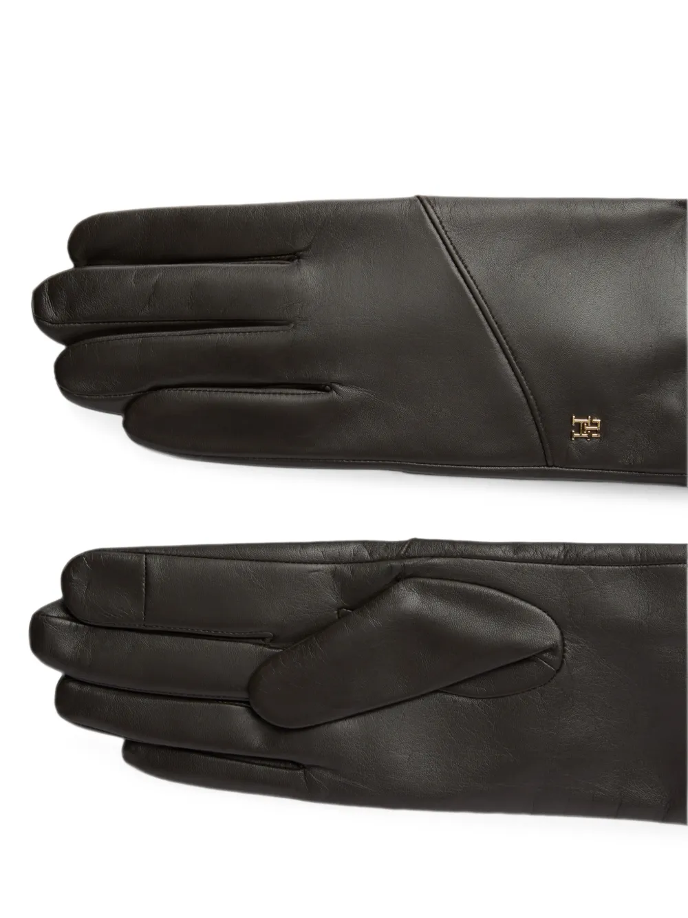 Tommy Hilfiger logo-plaque leather gloves Bruin