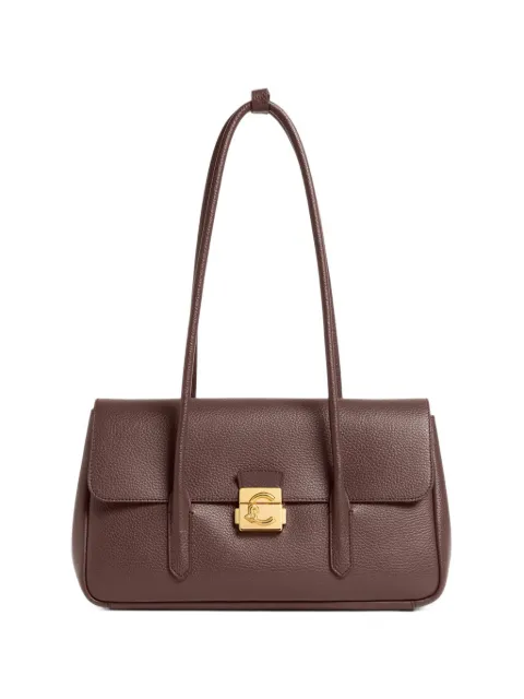 Coccinelle large logo-plaque pebbled shoulder bag