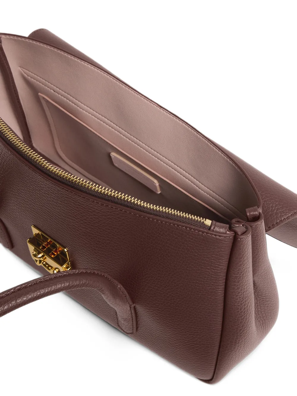 Coccinelle Grote schoudertas met textuur en logo-plakkaat Bruin