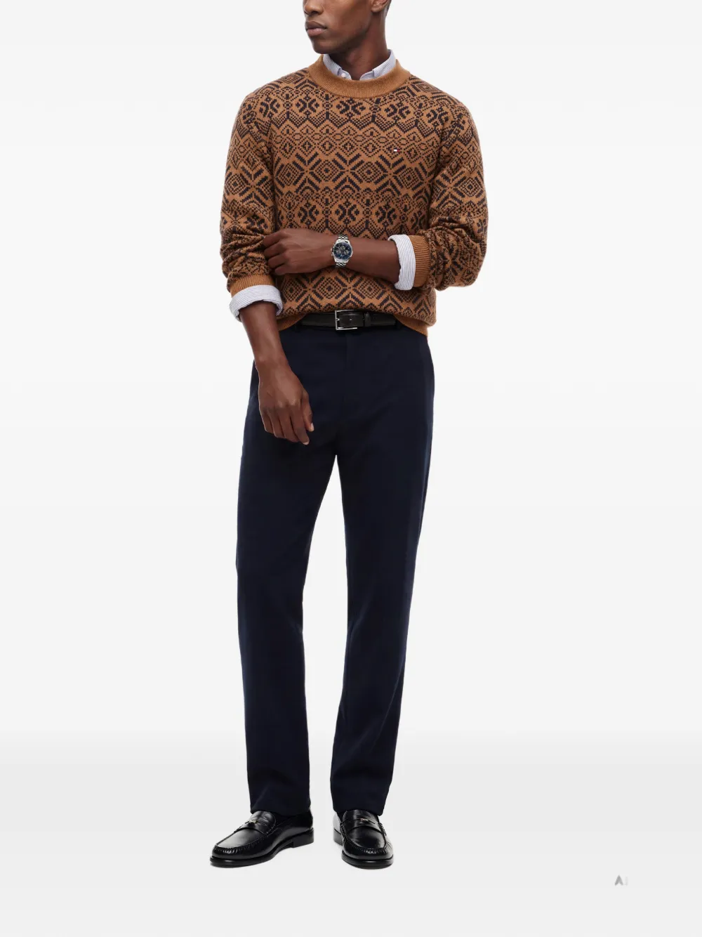 Tommy Hilfiger Intarsia gebreide trui Bruin