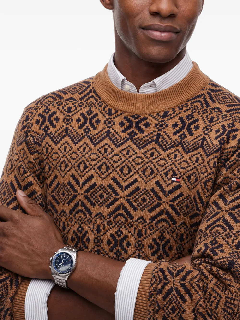 Tommy Hilfiger Intarsia gebreide trui Bruin