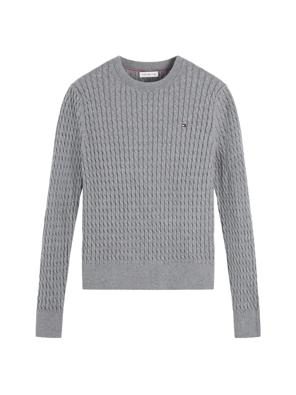 Tommy Hilfiger Kabelgebreide trui met logopatch Grijs