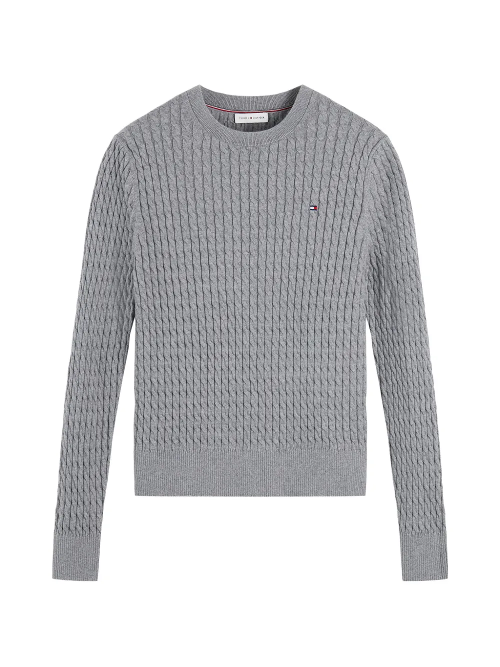Tommy Hilfiger Kabelgebreide trui met logopatch Grijs