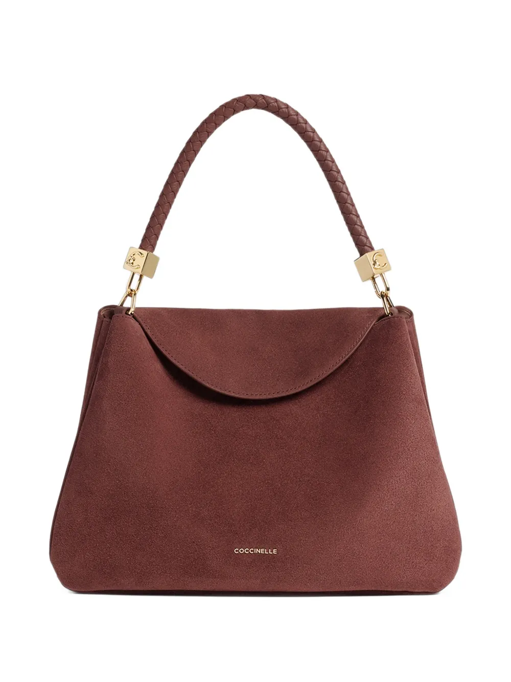 Coccinelle medium Tiggy braided-handle suede tote bag - Rosso